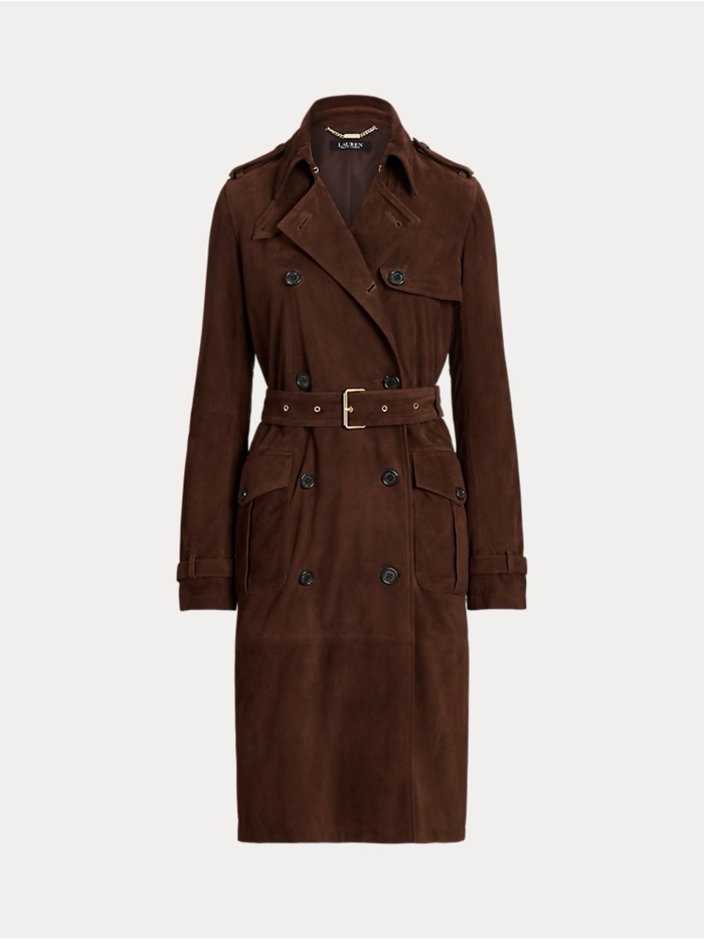 NWT Lauren Ralph Lauren Suede Trench Jacket Brown